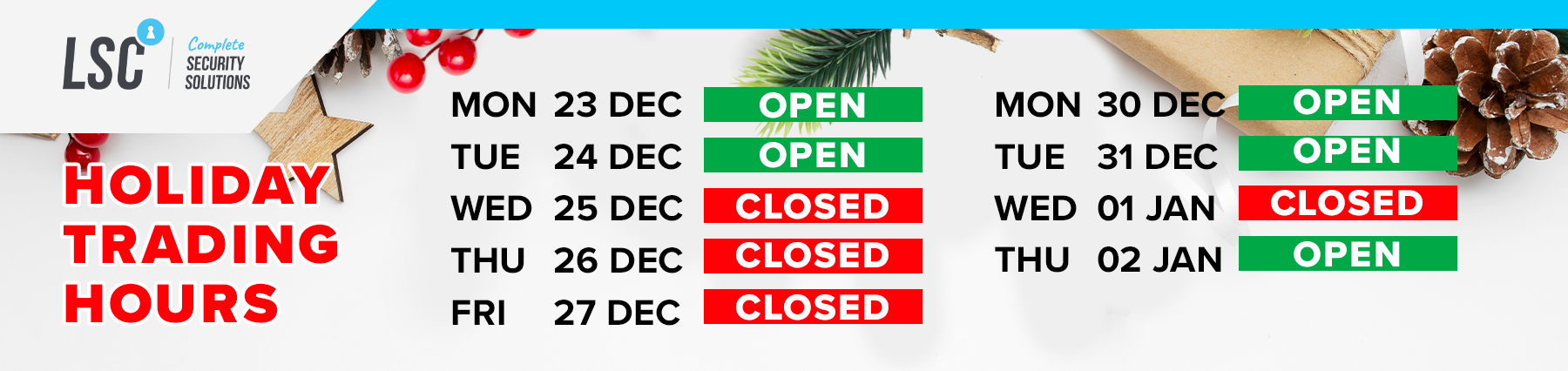 Xmas Trading Hours 1224